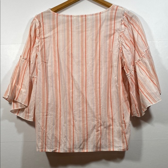 Seven7 100% Cotton Pink and White Flutter Sleeve Blouse Size XL - Picture 5 of 5